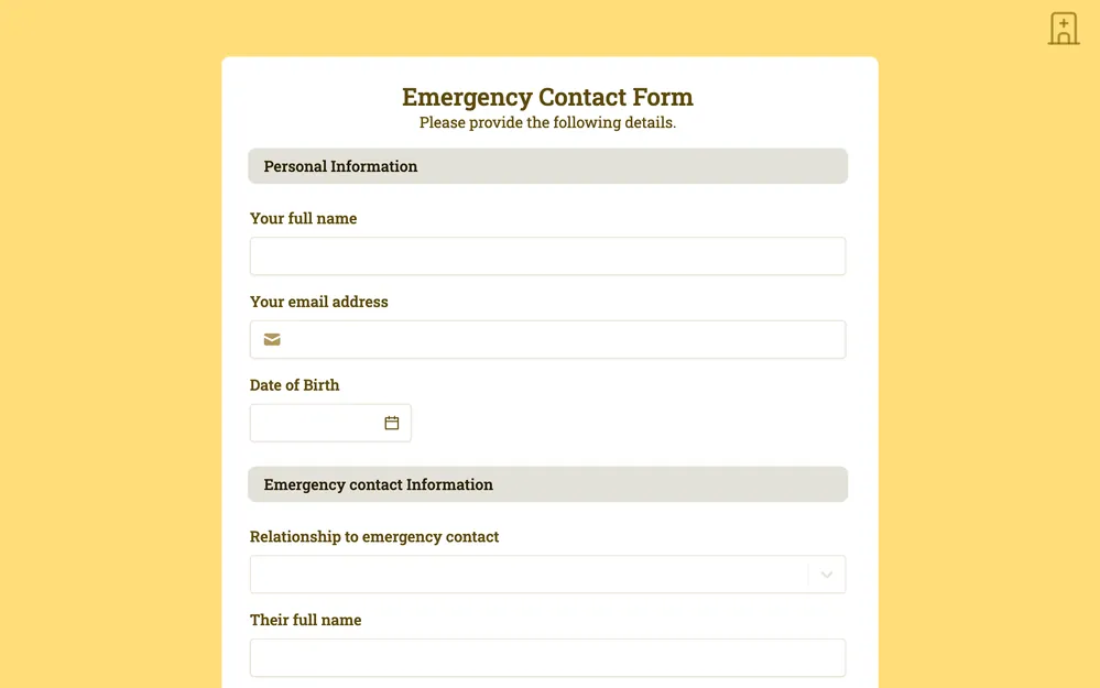 Emergency Contact Form Template template image