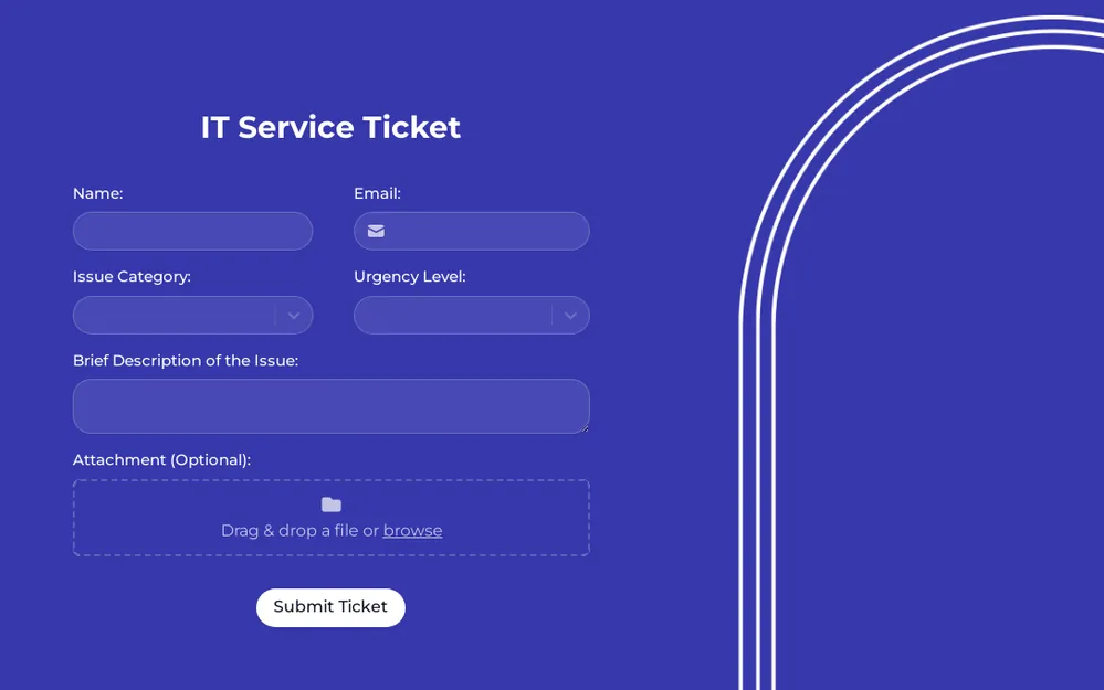 IT Service Ticket Form Template template image