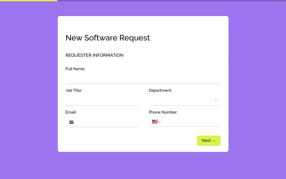 New Software Request Form Template template image