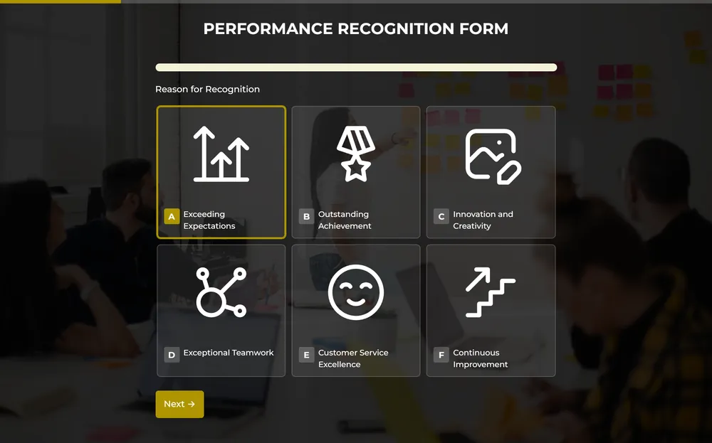Performance Recognition Form Template template image