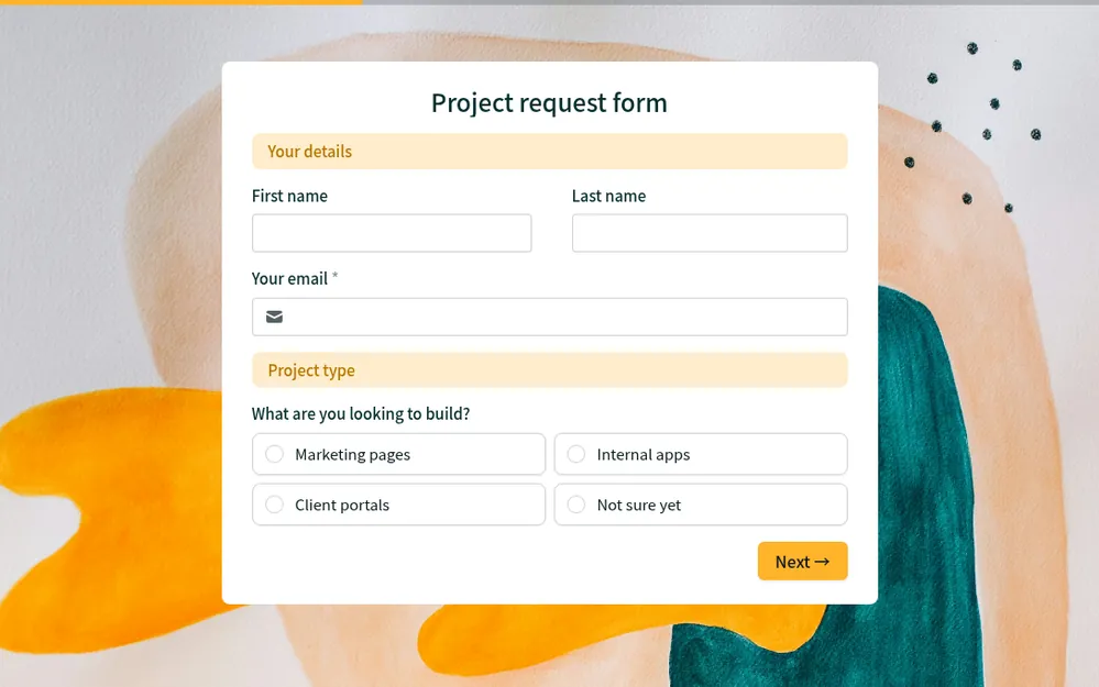Project request form template image