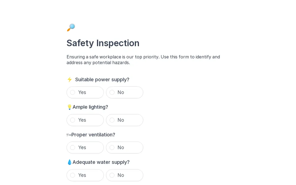 Safety Inspection Form Template template image