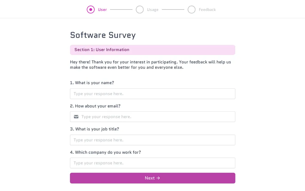 Software Survey Template template image