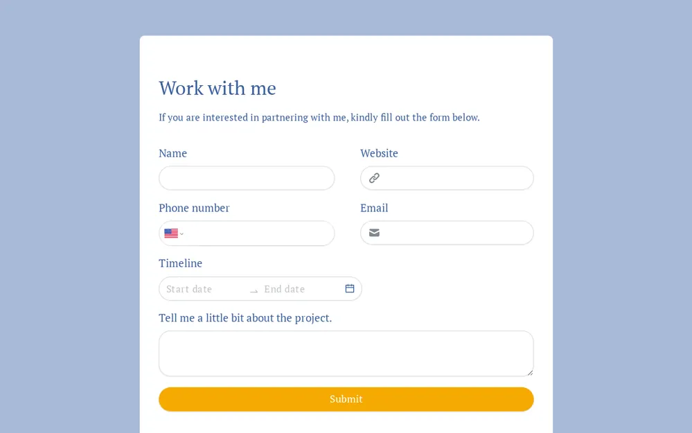 Work with Me Form Template template image