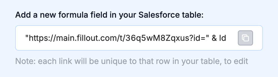 Screenshot of the Integrate tab of a form