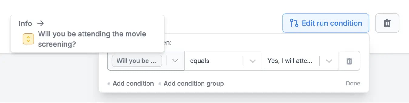 Screenshot of the Integrate tab of a form