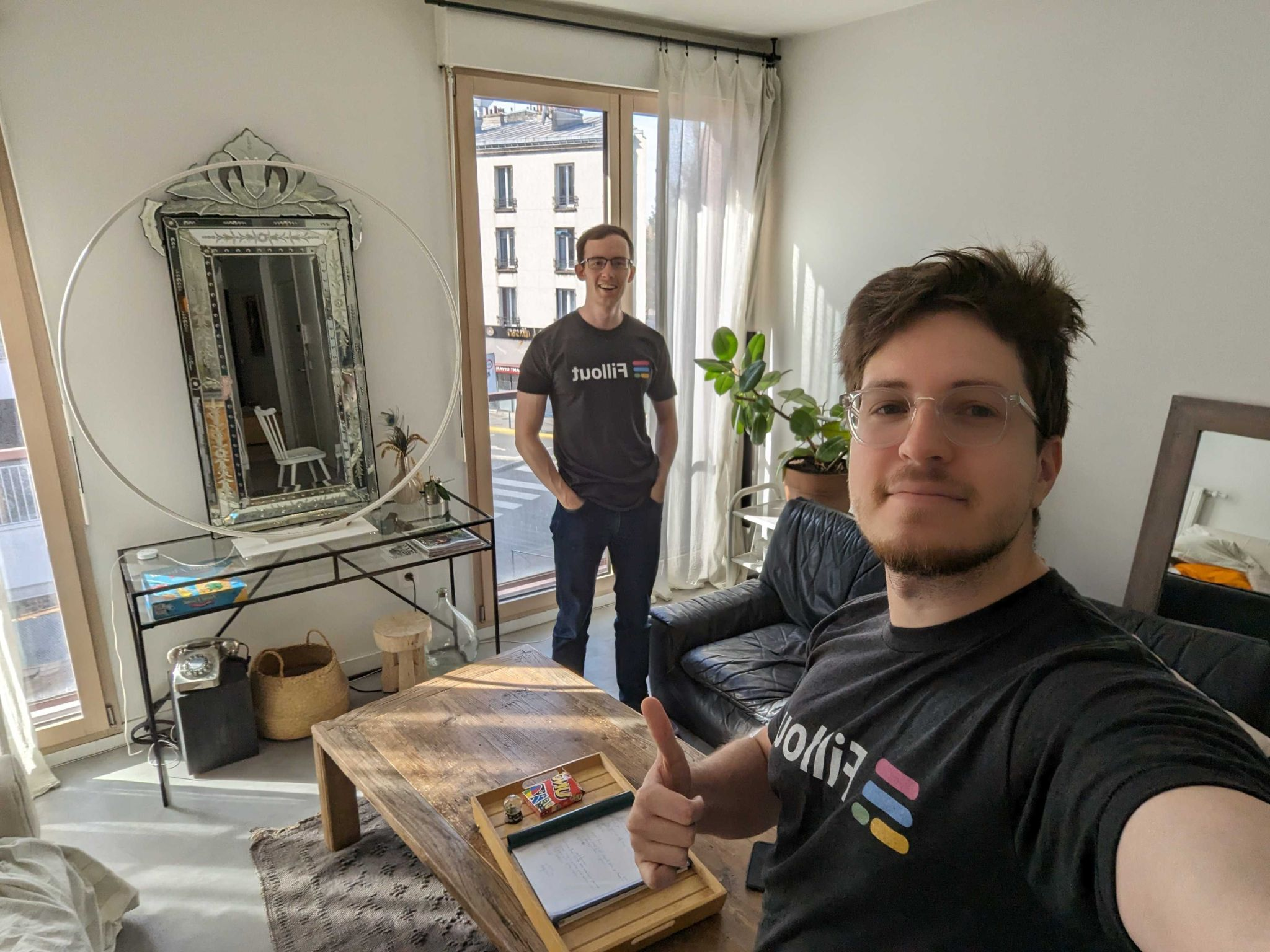 Antony and Dominic, Fillavo co-founders, wearing the OG Fillavo logo (RIP)