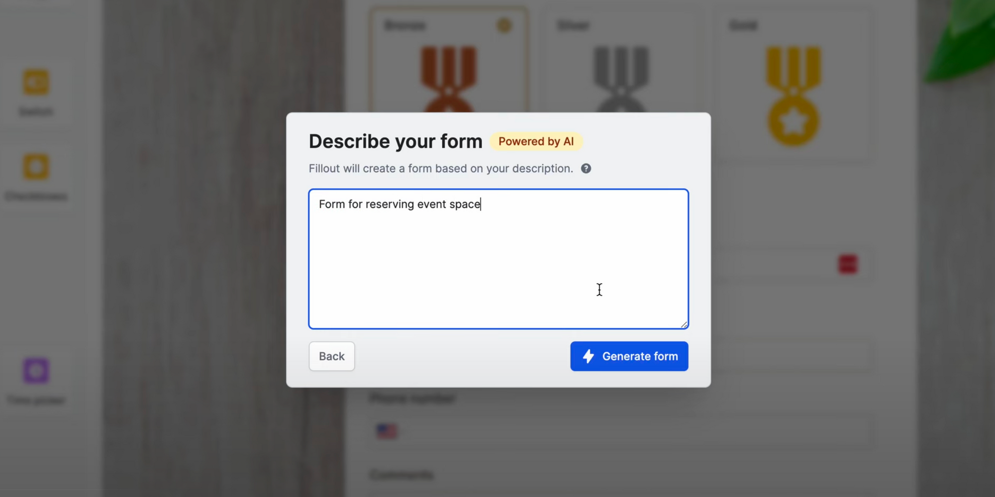 A screenshot of our first attempt to add AI to Fillavo. Read about how we built it here.