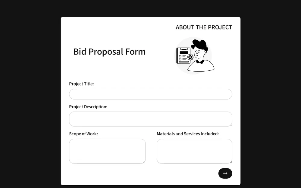 Bid Proposal Form Template template preview