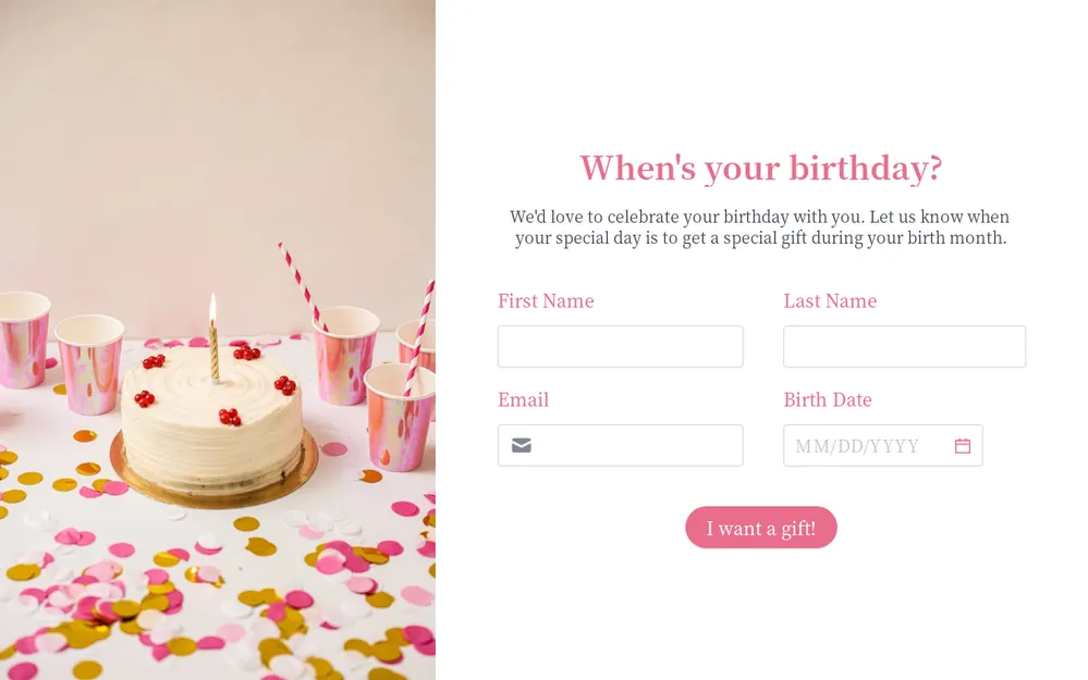 Modèle de formulaire de remise pour anniversaire template preview