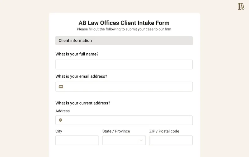 Client Intake Form Template template preview