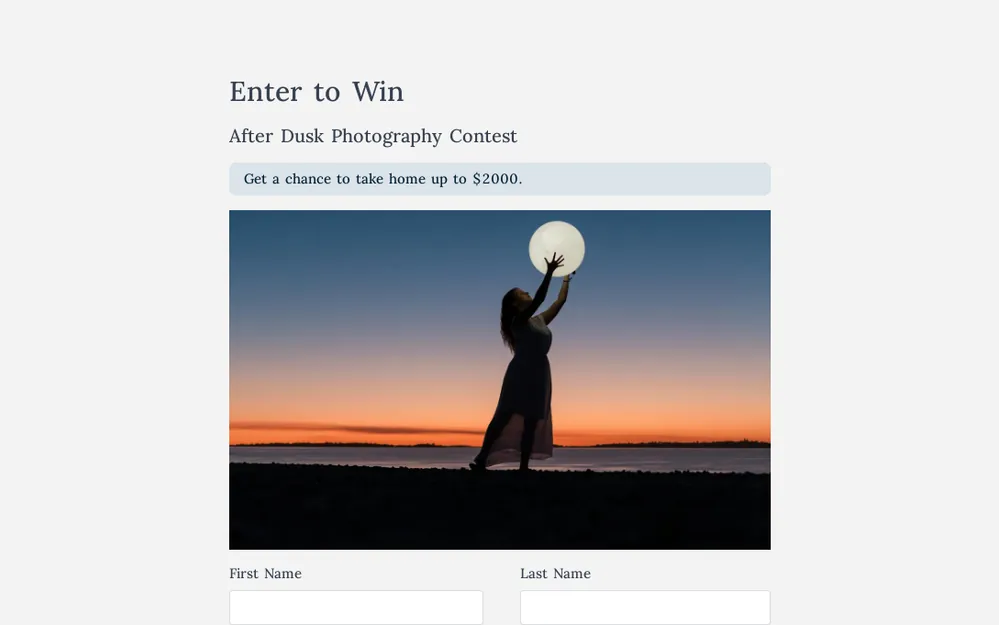 Contest Entry Form Template template preview