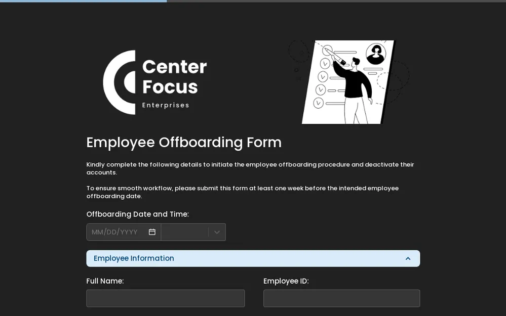 Employee Offboarding Form Template template preview