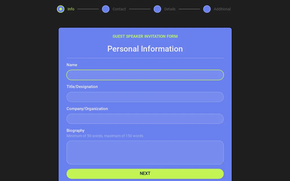 Guest Speaker Invitation Form Template template preview