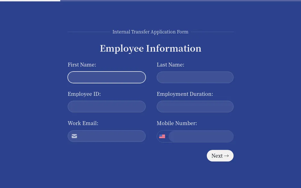Internal Transfer Application Form Template template preview