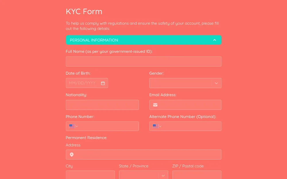 KYC (Know Your Customer) Form Template template preview