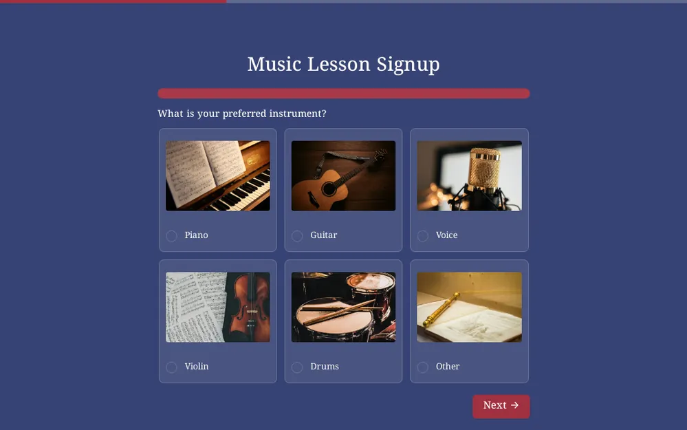 Music Lesson Signup Form Template template preview