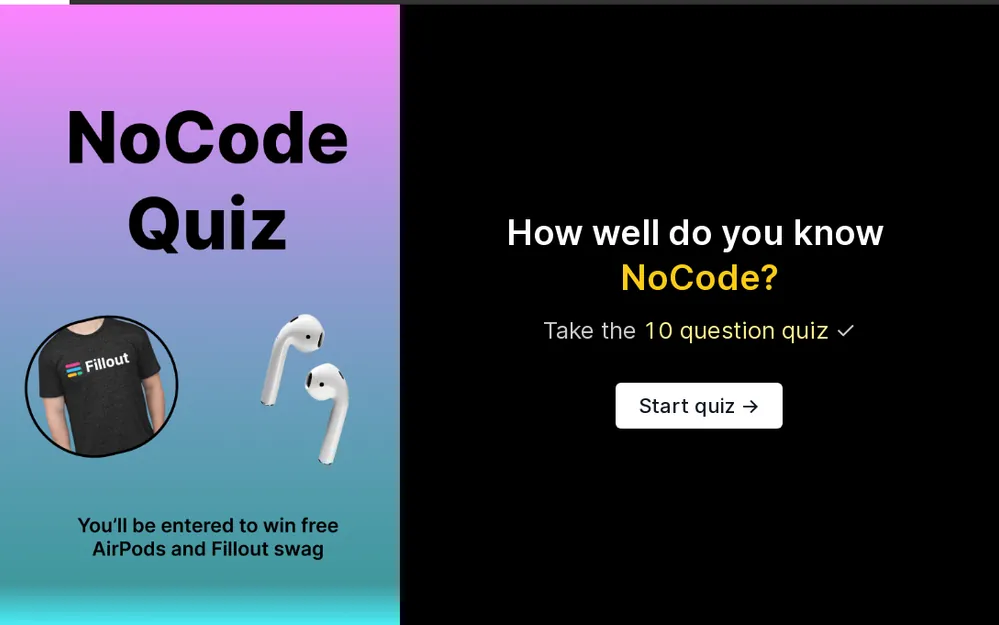 NoCode Quiz Template template preview