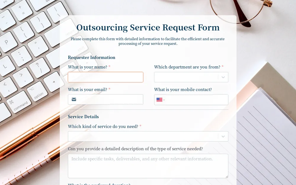 Formulario de solicitud de servicio de subcontratación template preview