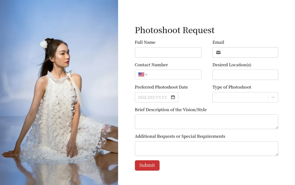Photoshoot Request Form Template template preview
