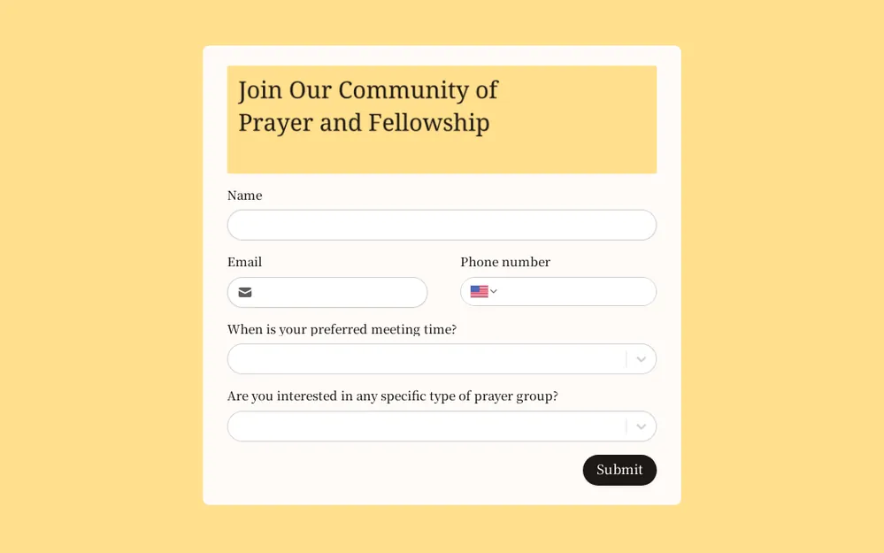 Prayer Signup Form Template template preview