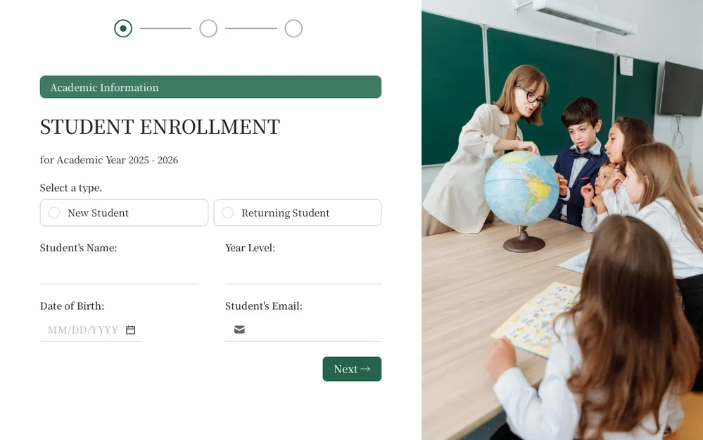 Student Enrollment Form Template template preview