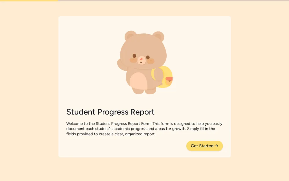 Student Progress Report Form Template template preview