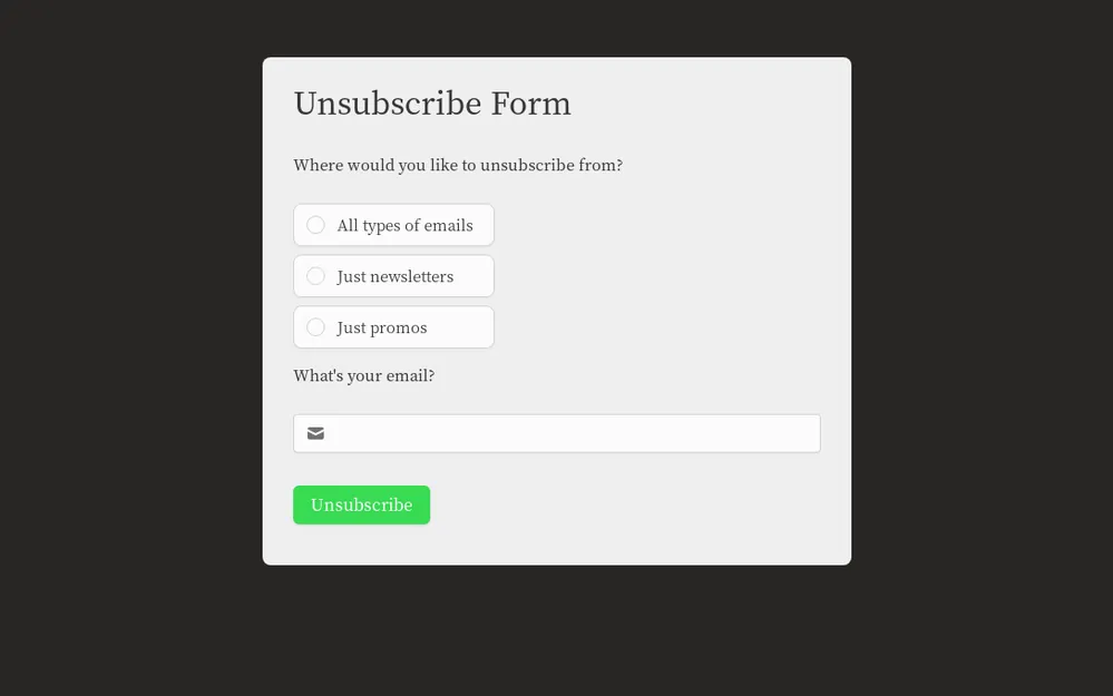 Unsubscribe Form Template template preview