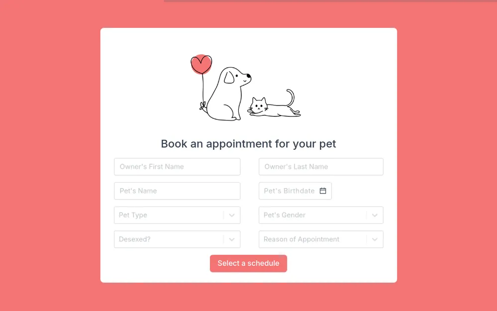 Veterinarian Appointment Form template preview