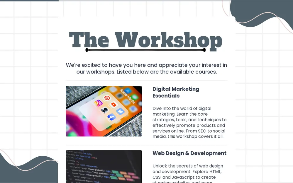 Workshop Registration Form Template template preview