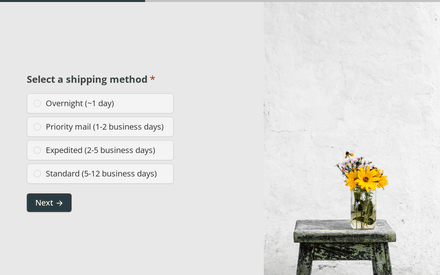 Shipping Type form page preview