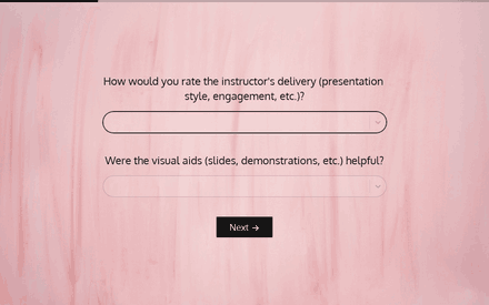 Delivery form page preview