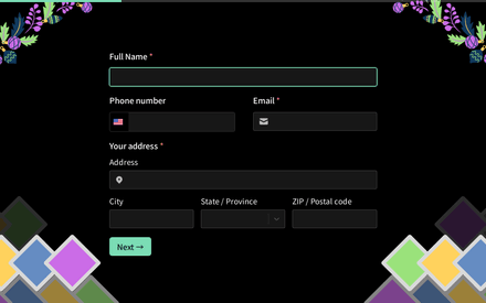 Personal Information form page preview