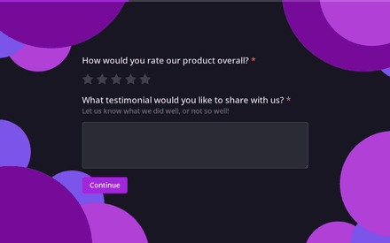 Testimonial form page preview