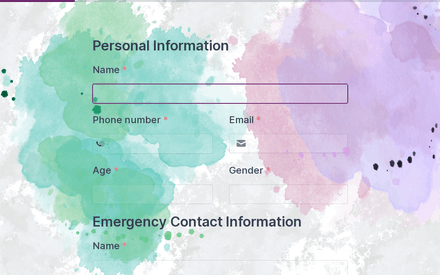 Personal Information form page preview