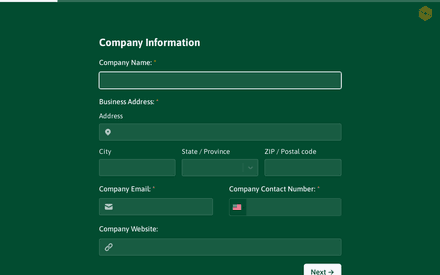 Company form page preview
