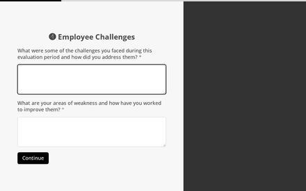 Weaknesses/challenges form page preview