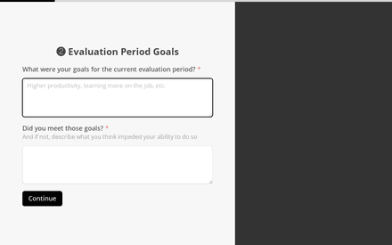 Past goals form page preview