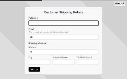 Customer information form page preview