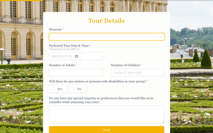 Tour Details form page preview