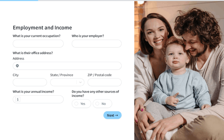 Employment form page preview