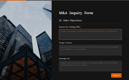 Objectives form page preview