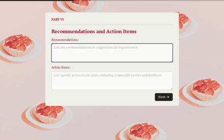 Recommendations form page preview