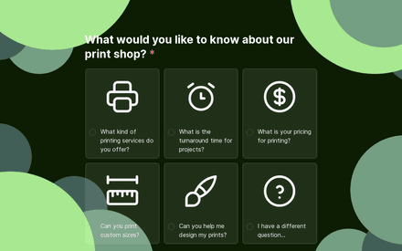 Questions form page preview
