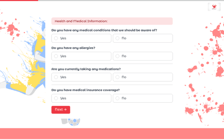 Health and Medical Information form page preview