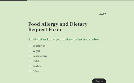 Restrictions form page preview