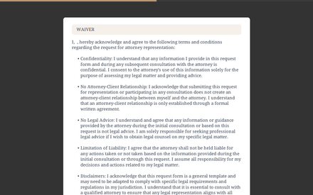 Waiver form page preview
