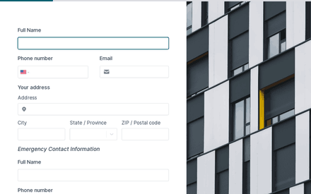 Personal Information form page preview