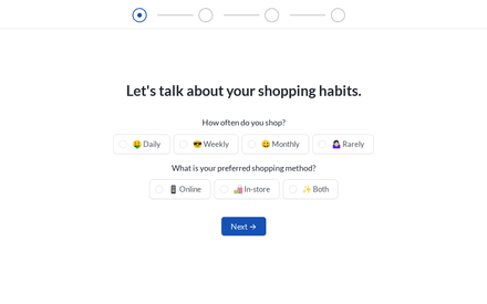Shopping form page preview