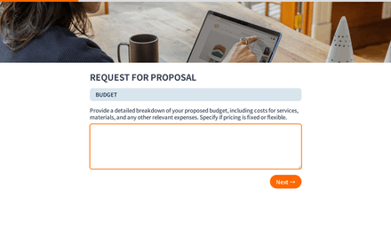 Budget form page preview